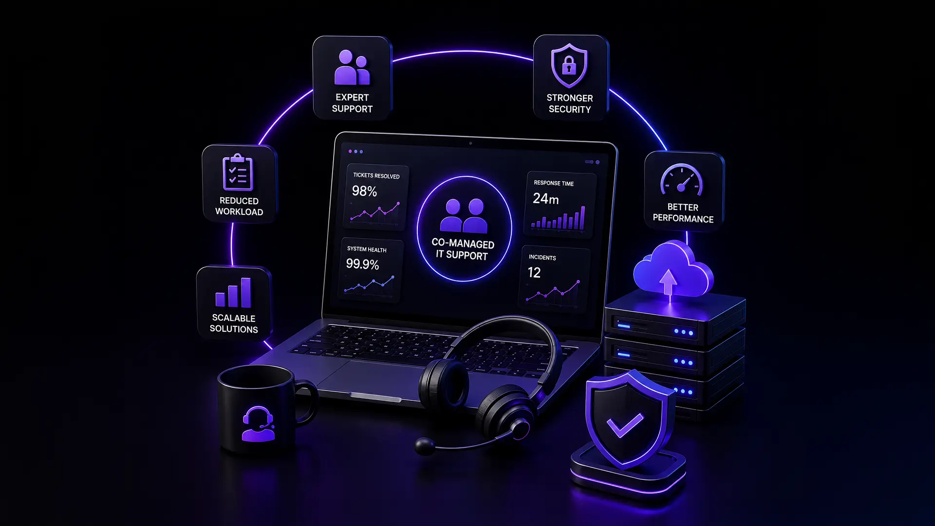 How co-managed IT support helps in-house IT teams do more with less, a guide by SilverXis on shared IT management for growing businesses