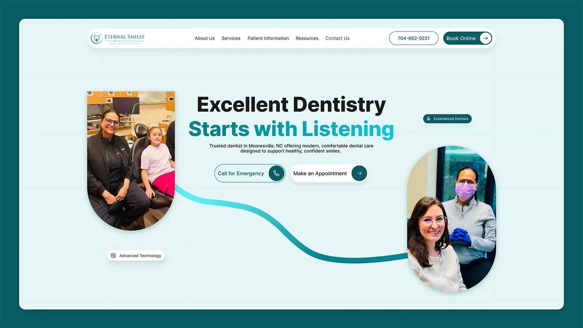 Eternal Smiles dental practice case study by SilverXis, showing custom website and digital marketing solutions for healthcare providers