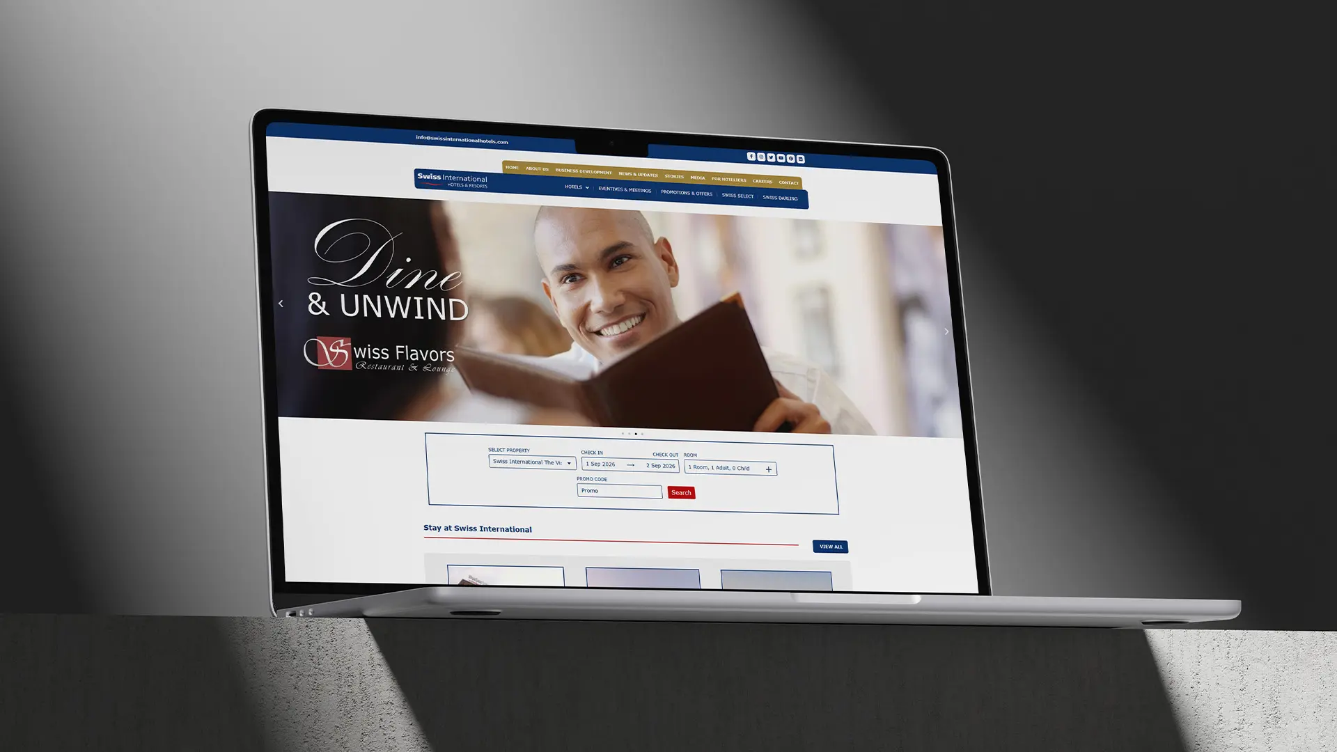 Swiss International Hotels multi-property web platform case study by SilverXis, featuring a direct booking engine for hospitality brands